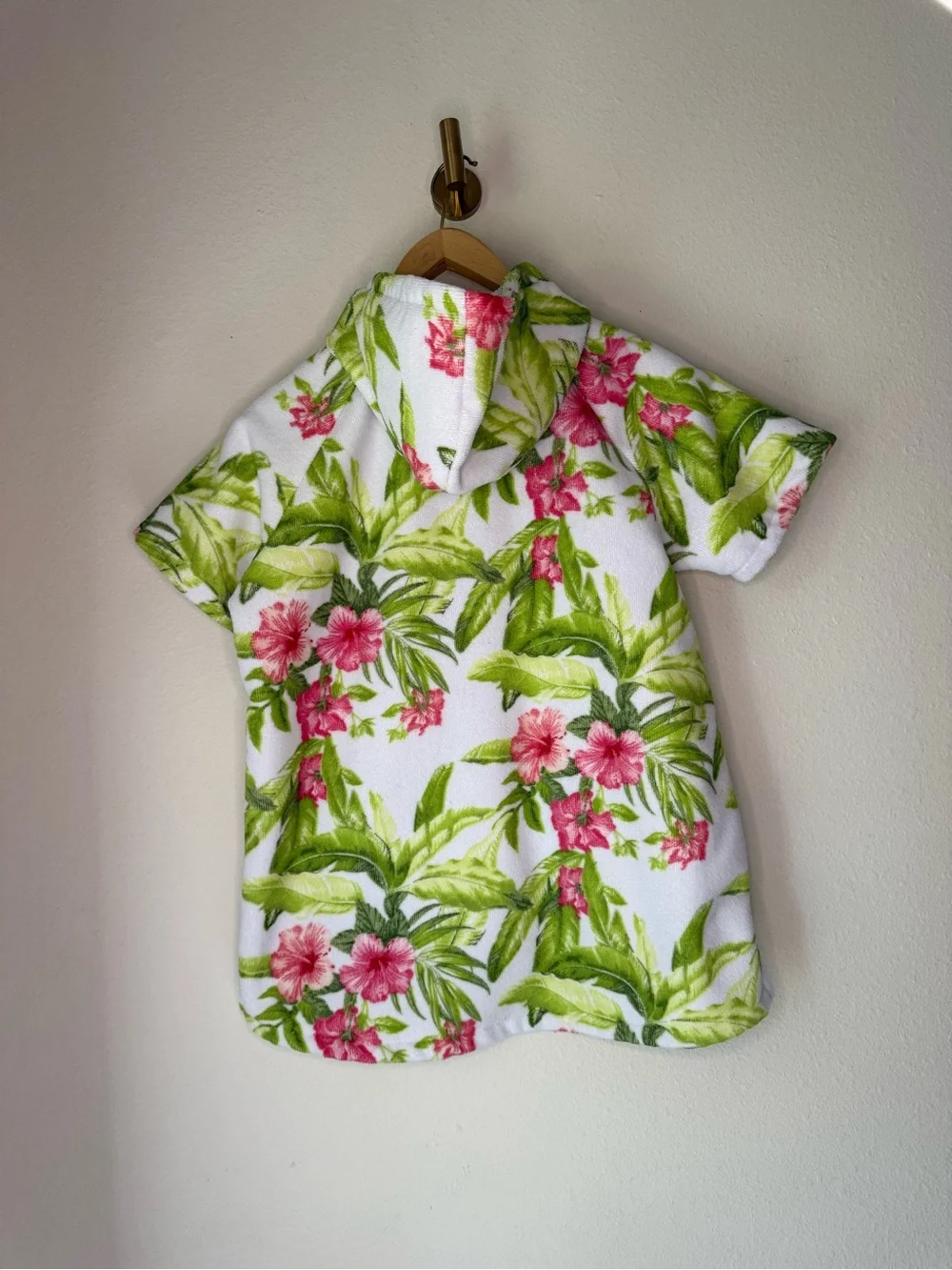 Tommy Bahama Girls L/XL 7-12 Tropical Floral Terry Cloth Hooded Swim Cover Up